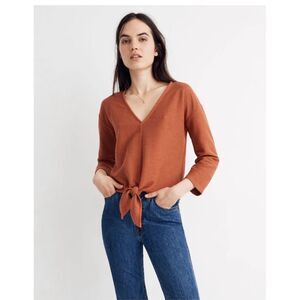 Madewell Texture & Thread Long-Sleeve Tie-Front Top